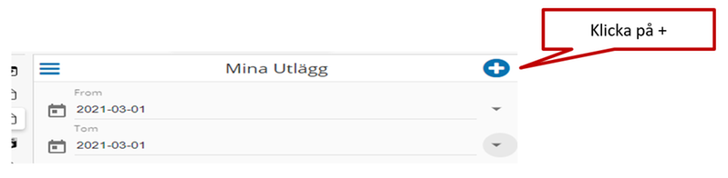 Steg 2 i hur man rapporterar utlägg i P mobile